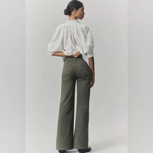 The Rylan Relaxed High Rise Flare Pants by Pilcro in Dried Fern, size 34, NWT - Picture 2 of 13